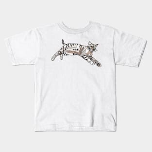 White Tabby Cat looking Angry Kids T-Shirt